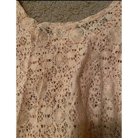 BLACK POPPY Soft Pink Lace Crop Tank Top With Front Keyhole Tie Size Small - Picture 4 of 5